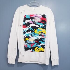 Anthony Morato White Long Sleeves Multicolor Camouflage Graphic on the Front